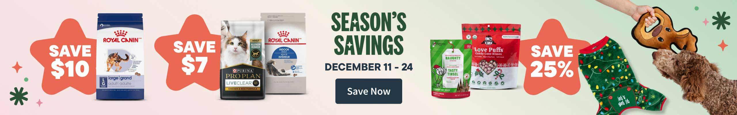 Season's Savings. December 11-24. Save Now